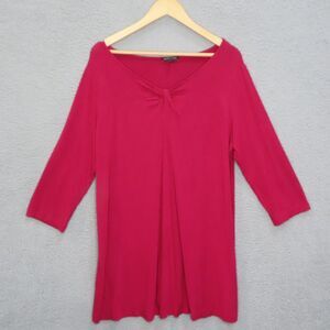 Eileen Fisher Tunic Dress Women XL Red Casual Rayon Stretch Long Sleeve Pullover